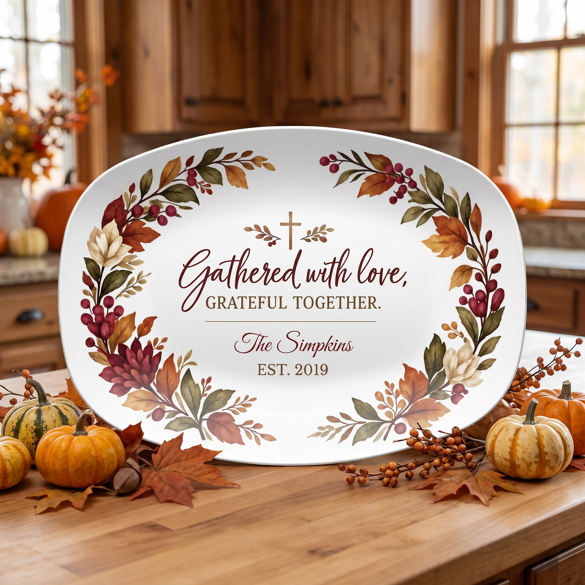 Personalized Thanksgiving Platter, Family Name Keepsake Serving Dish