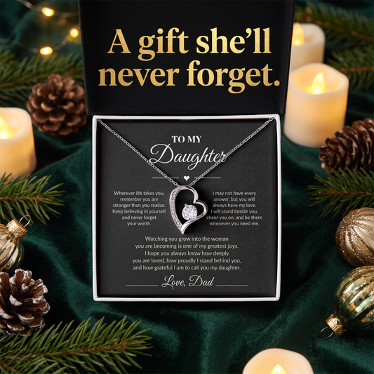 "To my Daughter Love Dad gold necklace. Christmas jewelry gift for daughter"