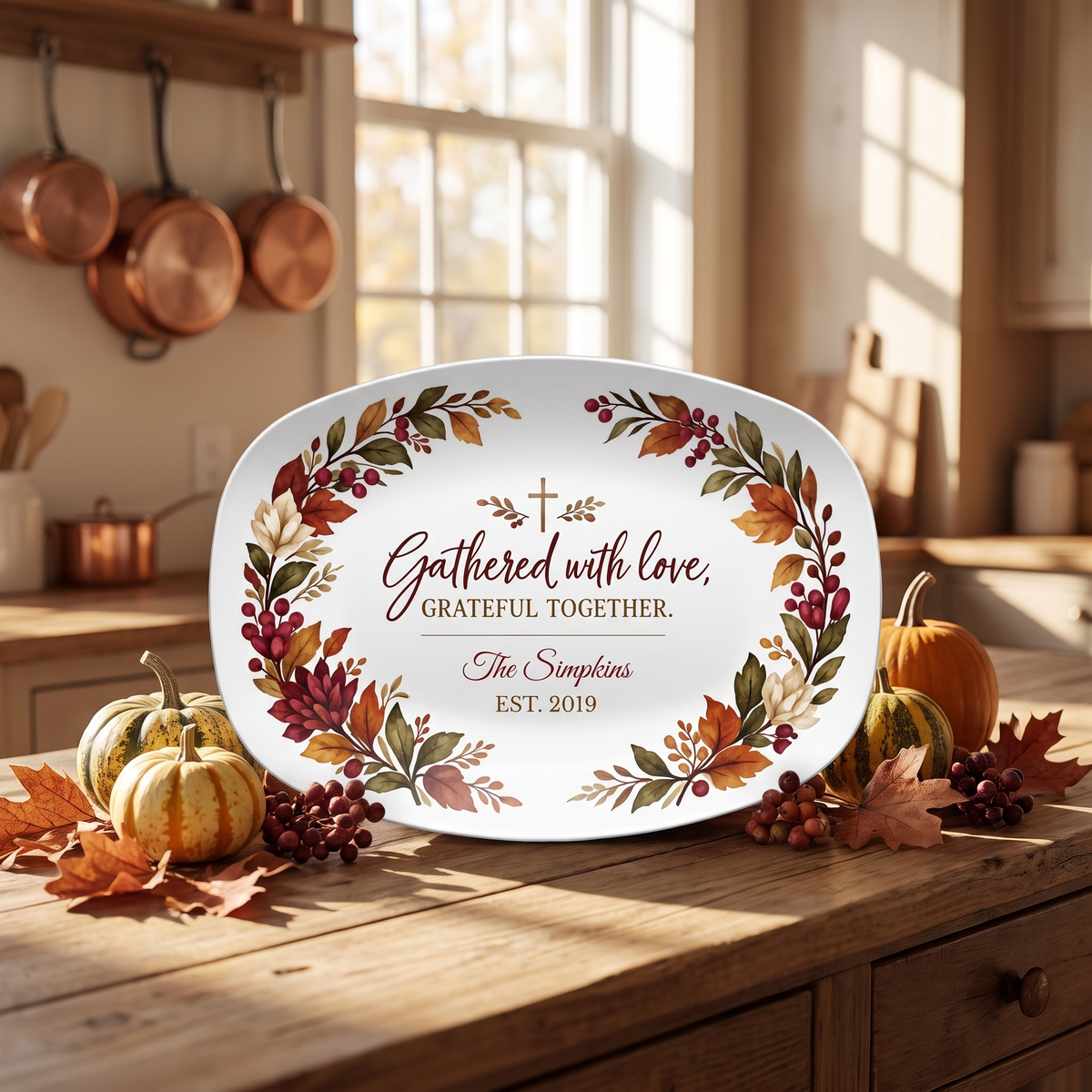 Personalized Thanksgiving Platter, Family Name Keepsake Serving Dish
