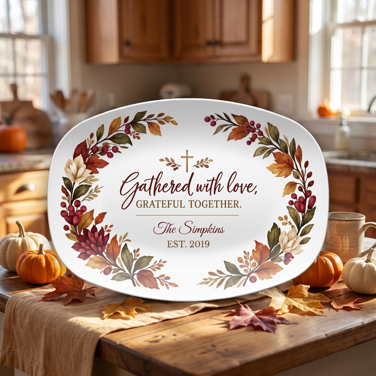 Personalized Thanksgiving Platter, Family Name Keepsake Serving Dish
