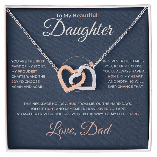 To My Beautiful Daughter Heart Necklace