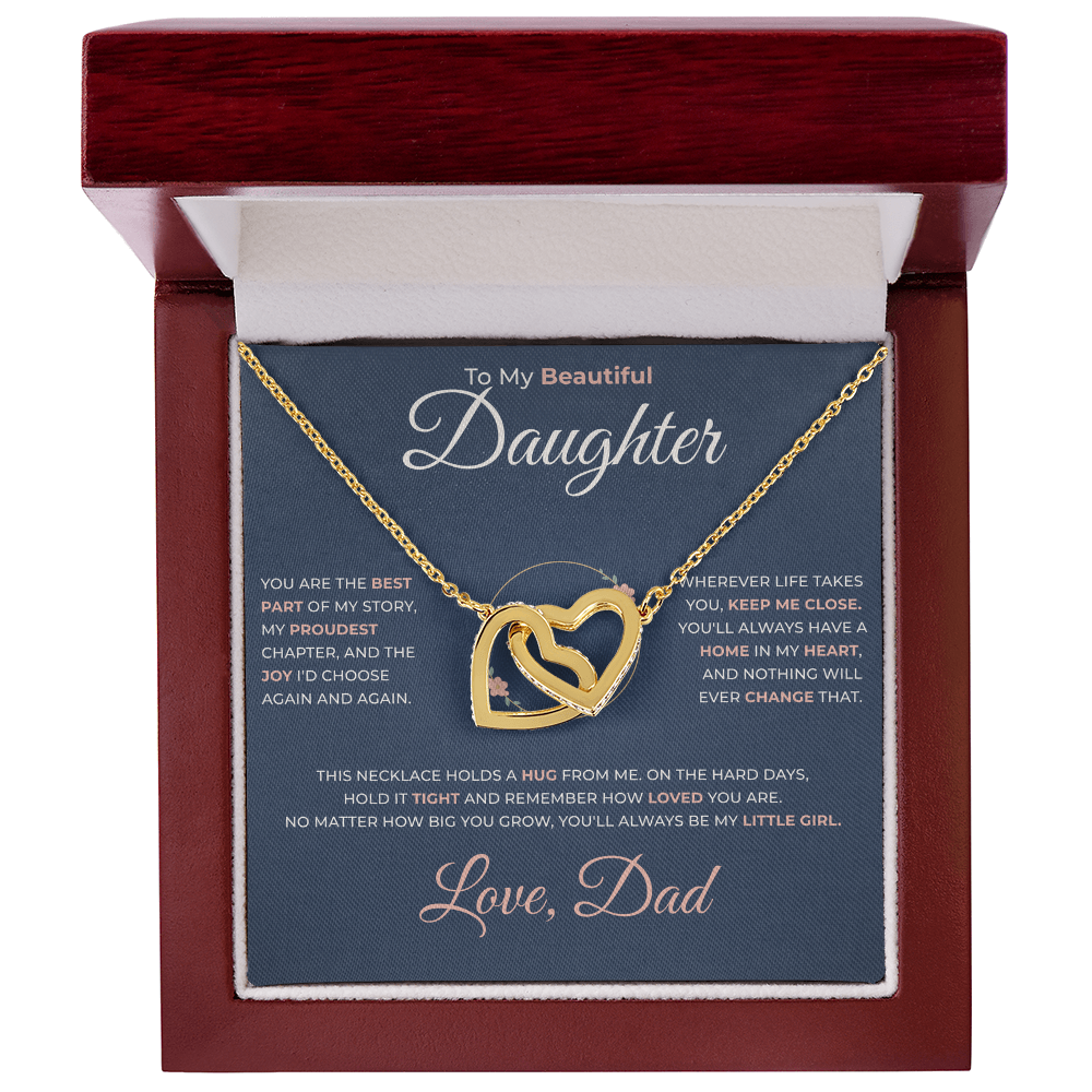 To My Beautiful Daughter Heart Necklace