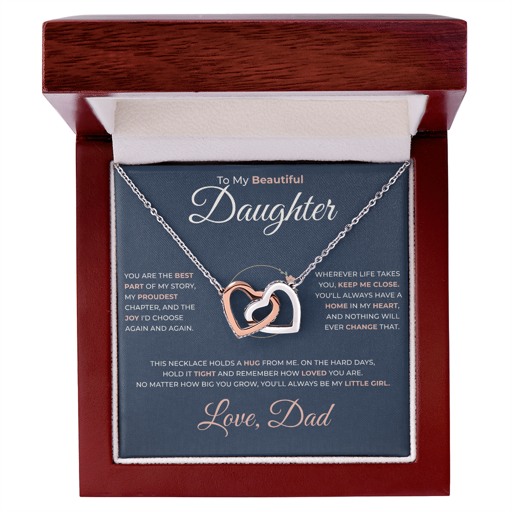 To My Beautiful Daughter Heart Necklace
